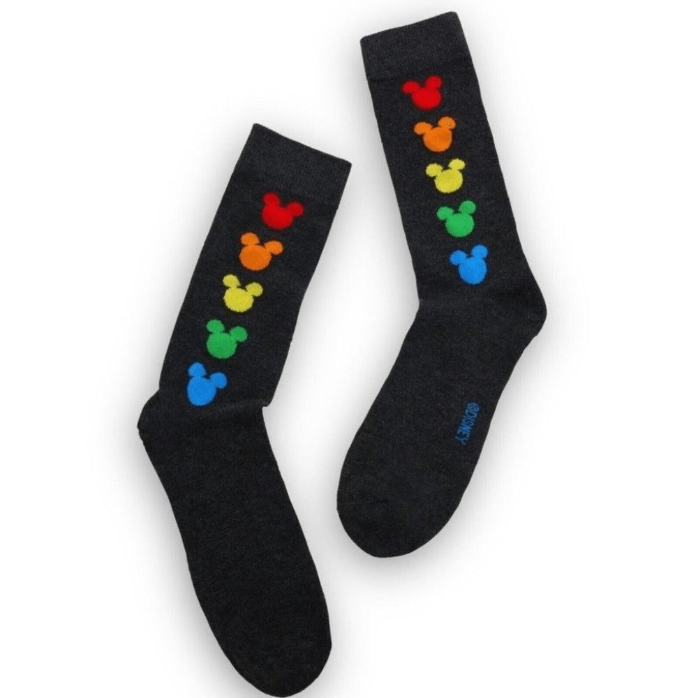 Disney Mickey Mouse Crew Socks Rainbow‎  Colors Size 10-13 Pride Love Ears Logo